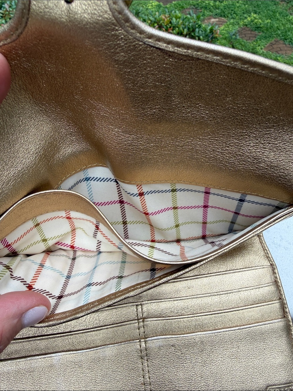 Coach Bleecker Signature Brown Canvas Gold Leather Buckle continental wallet - Picture 15 of 16